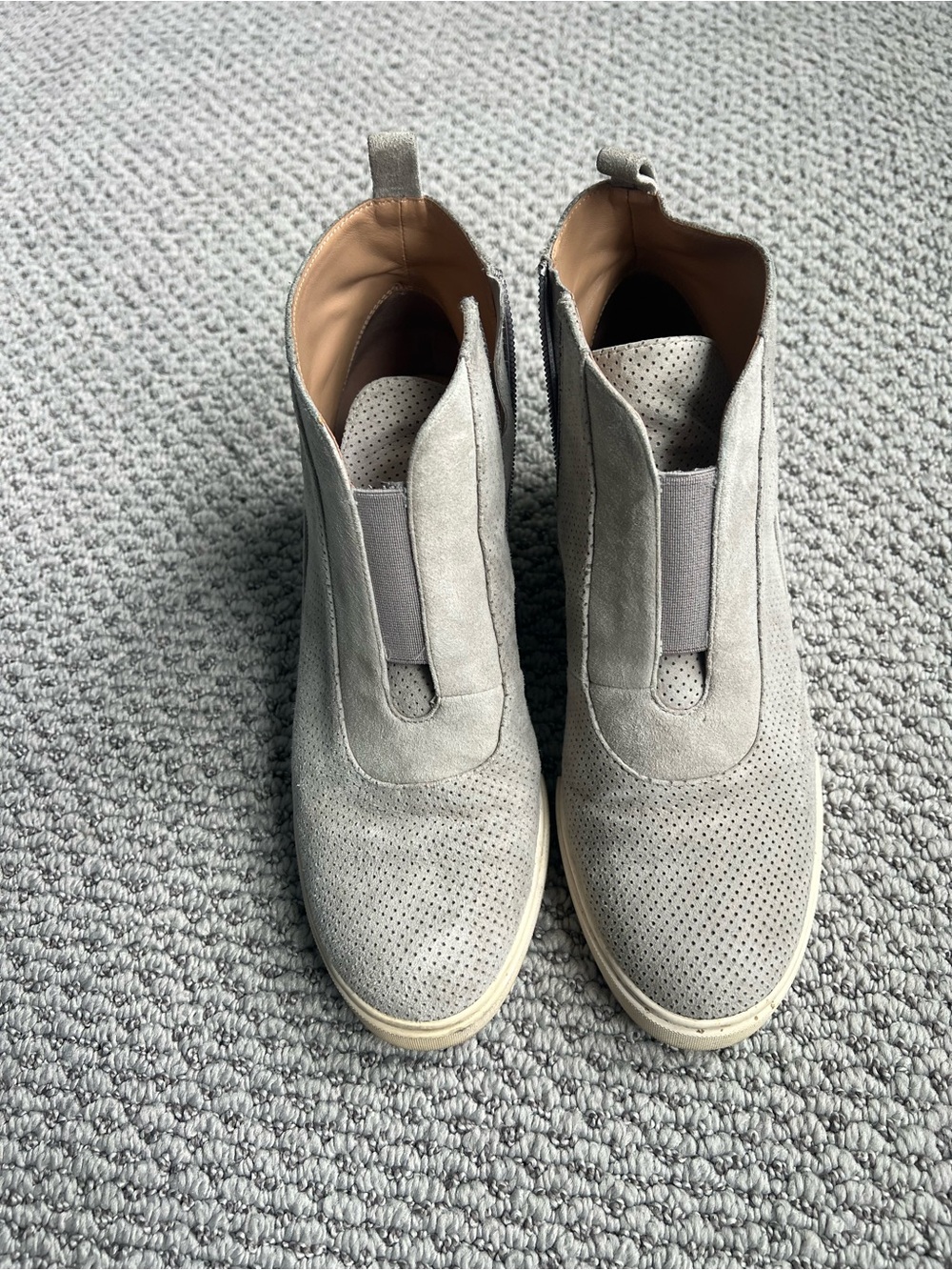 Paolo Light Gray Suede Ankle Booties